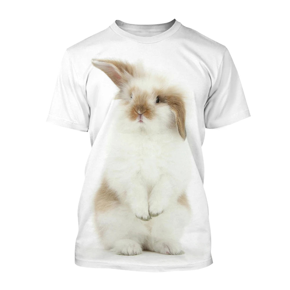 Animal Rabbit 3D Printed T-Shirts Men Women Casual Fashion Streetwear Oversized Short Sleeve T Shirt Male Tees Tops Man Clothing
