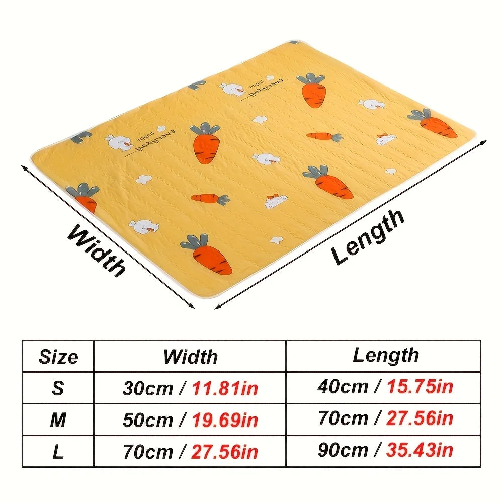 2 Sets of Aesthetically Pleasing Rabbit-Shaped and Carrot-Shaped Pee Pads - Reusable, Super Absorbent, Washable Small Pet Potties Suitable for Guinea Pigs, Hamsters, Rabbits, Etc. - Easy-To-Clean Cage Liners, Odor-Resistant,
