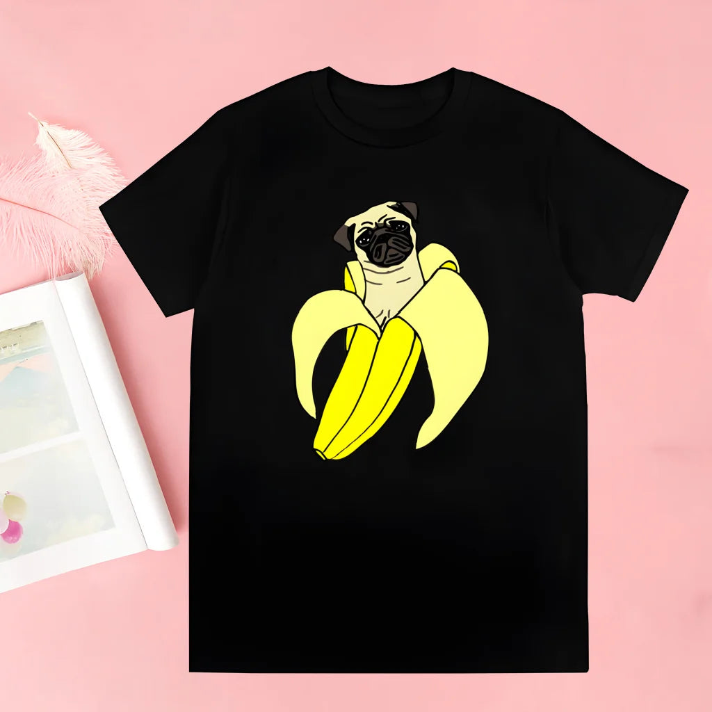 Pug Dog Animal Pet T Shirt Novelty Funny Vintage Crew Neck Men's T-Shirt Humor Women Top Tee Gift Humor Streetwear
