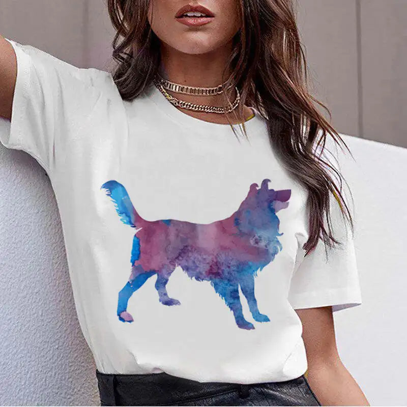 Hot Sale Bull Terrier Rottweiler Kawaii T Shirt Women Beagle Border Cute Whippet Funny dog T-shirt Collie Malinois Tshirt