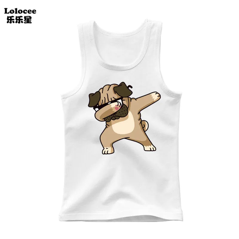 Dabbing Dancing Dog Funny tank tops For Boys vest Kids sleeveless Shiba Inu Dog t-shirt Dog Pet Lover Clothes