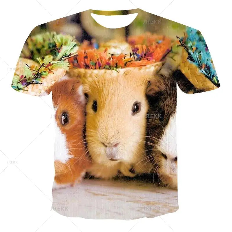 Hamster Domesticated Guinea Pig 3D Print Men's T-Shirts Women Children Tshirt Casual Short sleeve Oversized Hip Hop Tee Tops