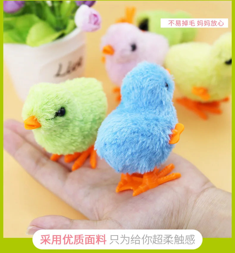 Pet Cat Toys Jumping Walking Hopping Cartoon Plush Chicken Clockwork Cat Interative Playing Toy Wind Up Chick Kitten Supplies