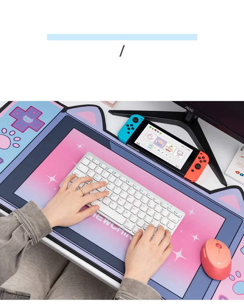 Big Mouse Pad Cute Cat Ears Desk Pad Thicken Computer Games Non-slip Pink Girl Cartoon Super Cute For Girl Game Boy 80CM*40CM