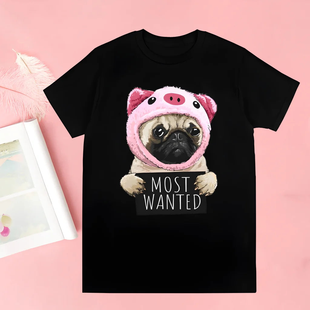 Pug Dog Animal Pet T Shirt Novelty Funny Vintage Crew Neck Men's T-Shirt Humor Women Top Tee Gift Humor Streetwear