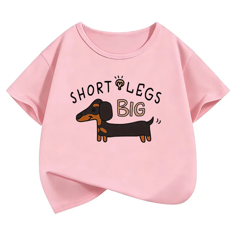 Fashion Dachshund Dog Design T-Shirt Printed T Shirt Boys Girls Summer Clothes Short Sleeve Tops T-Shirts Cute Clothing Kids