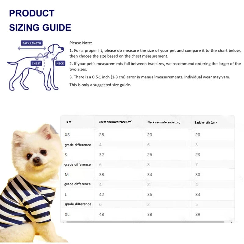 Striped Dog Shirt for Small Dogs Breathable Cotton Pet T-Shirt for Teddy Bichon Schnauzer Spring Summer Autumn Puppy Clothes