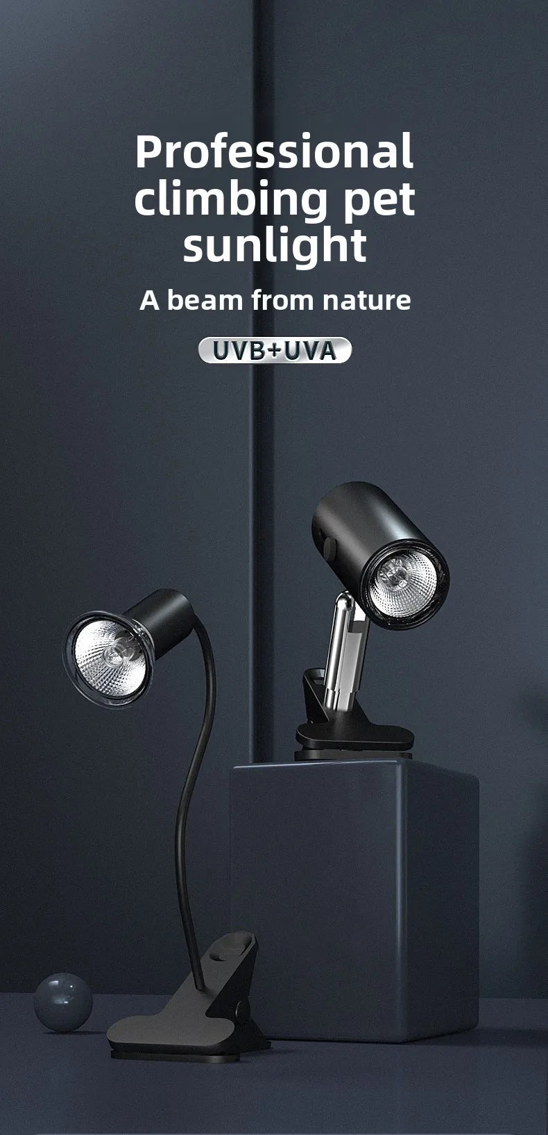 Reptile UVB Heating & Basking Light, Terrarium Insulation Lamp with Sterilization, Aquarium Sunlight Bulb for Reptile Tank