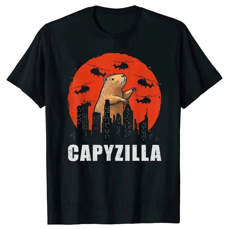 3D Printed Funny Capybara TShirt for WomenRetro Pattern T-Shirts Summer Casual Fashion Loose T-Shirts Round Neck Tops Streetwear