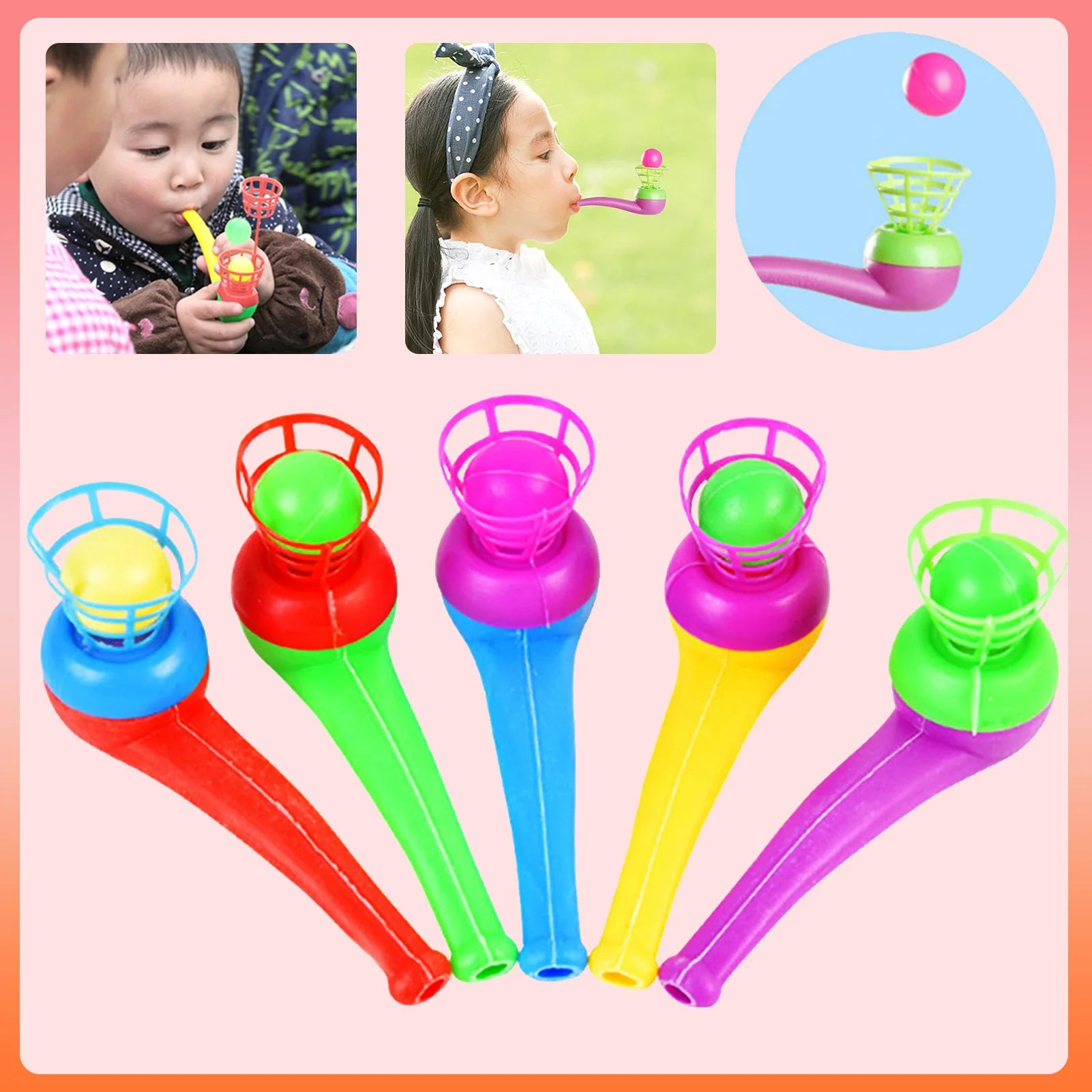 Montessori Toys Suspended Blow Pipe Blow Ball Rod Toy Board Game Children Toys Plastic Pipe Balls Toy Educational Toys For Kids