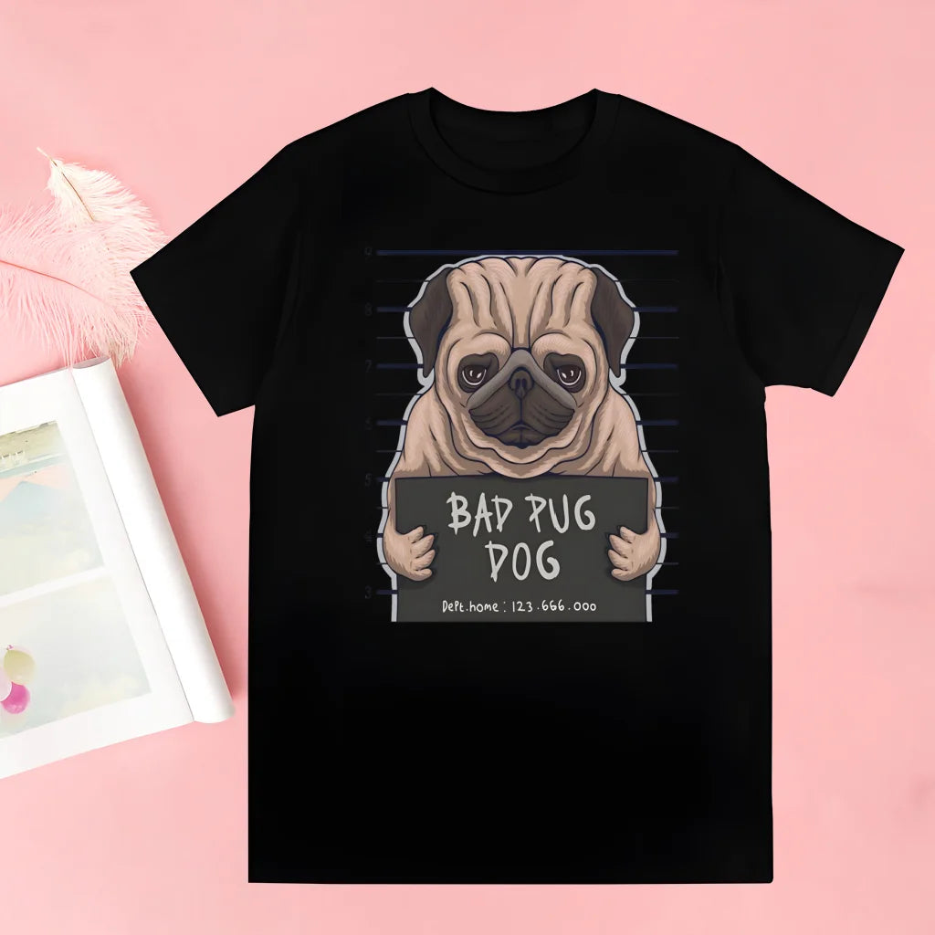 Pug Dog Animal Pet T Shirt Novelty Funny Vintage Crew Neck Men's T-Shirt Humor Women Top Tee Gift Humor Streetwear