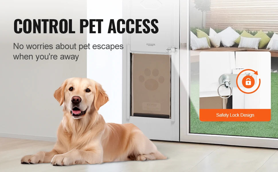 SucceBuy Sliding Glass Pet Door - Adjustable 76-81" Aluminum Frame