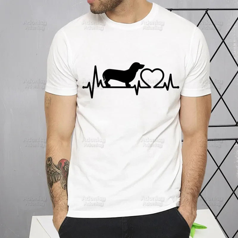 Dachshund Teckel Cute Dog Men's Tshirt Cute Printing Shirt Mens Fashion T-Shirt For Men Casual Tops Short Sleeve