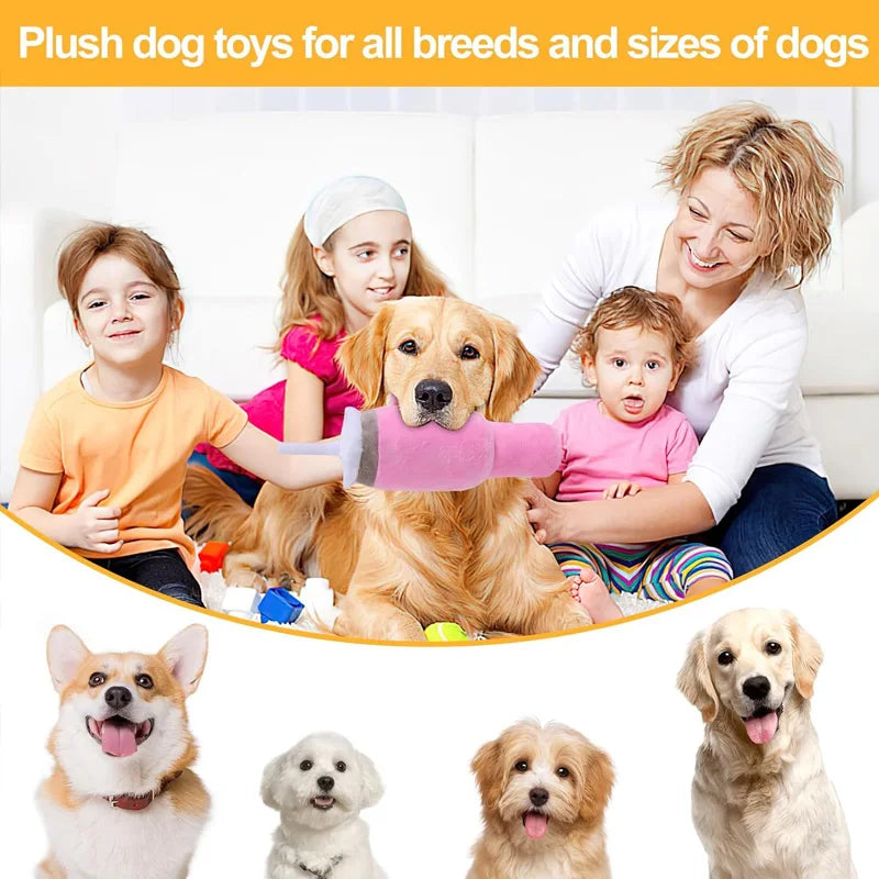 Pet Companion Pink Giant Tumbler Cup Plush Toy Squeaky Tear Resistant Chew Toy for Dogs and Cats