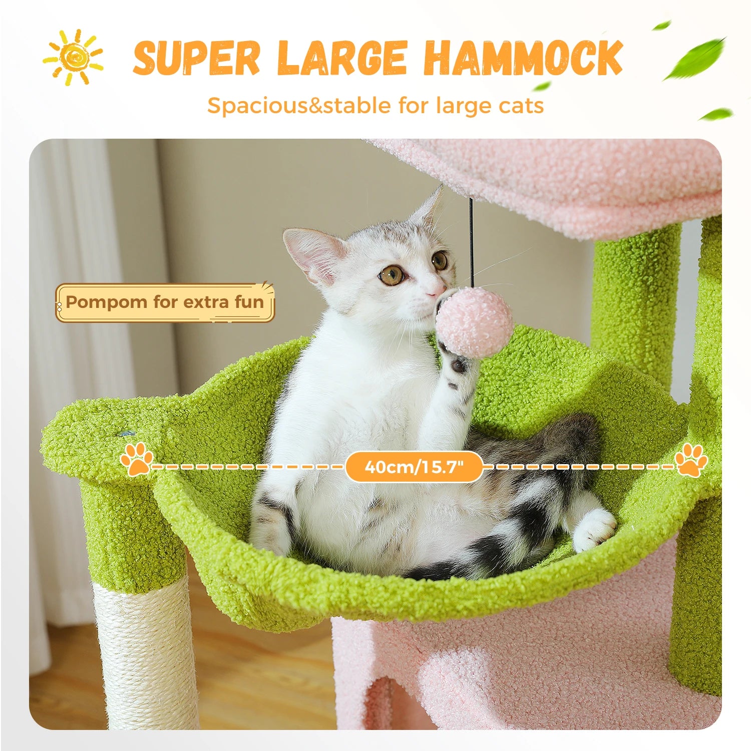 Pequlti Multi-Level Cat Tree Tower with Condo and Hammock