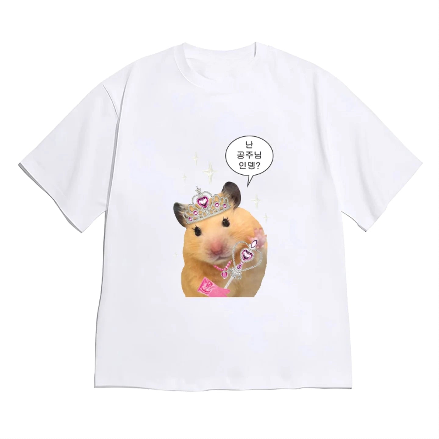 Funny Hamster Princess Meme Graphic T-Shirt for Women Girls Fashion Casual Short Sleeve Cute Y2k Tee Korean Style Versatile Tops