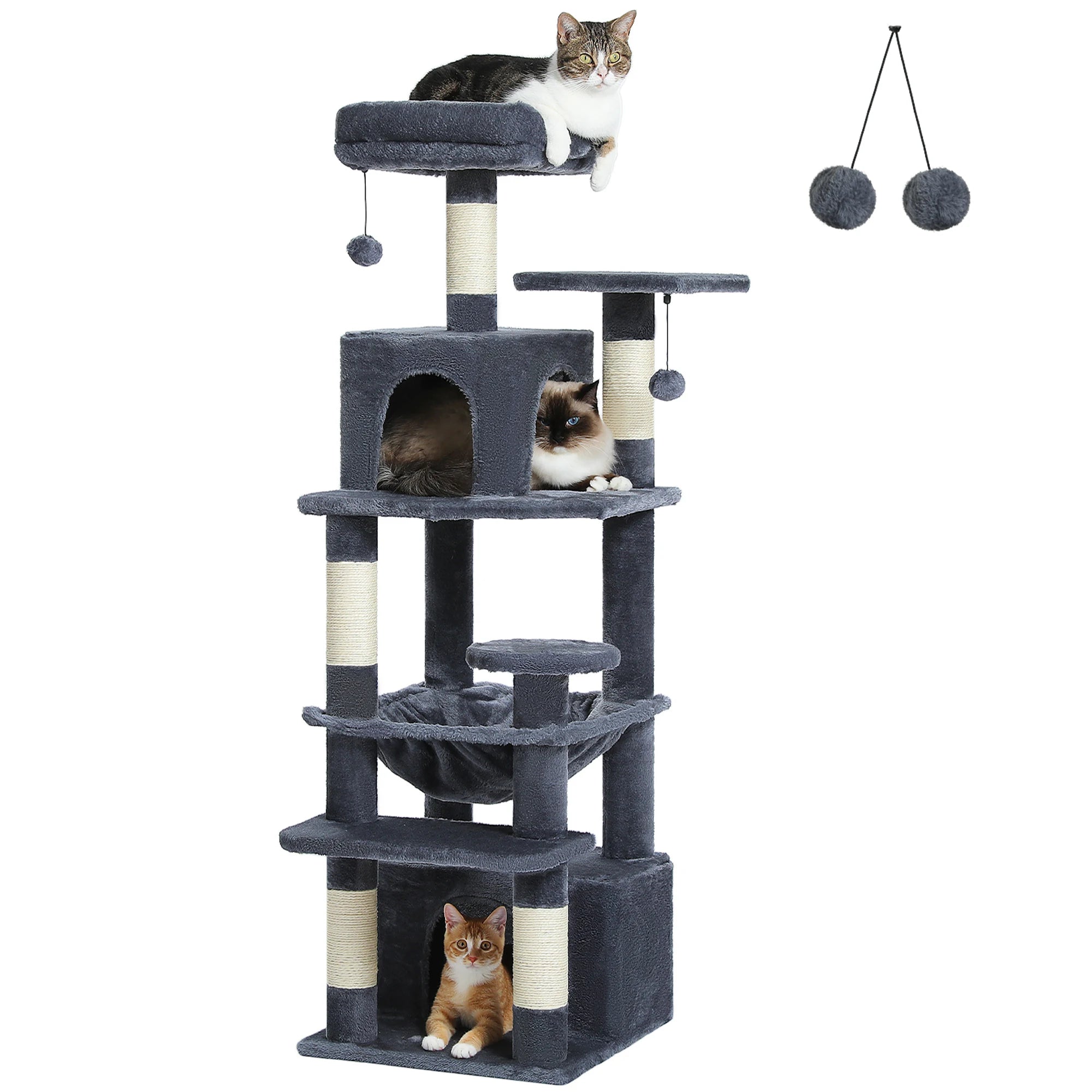 PAWZ Road 72" Large Cat Tree Tower with Hammock and Condo