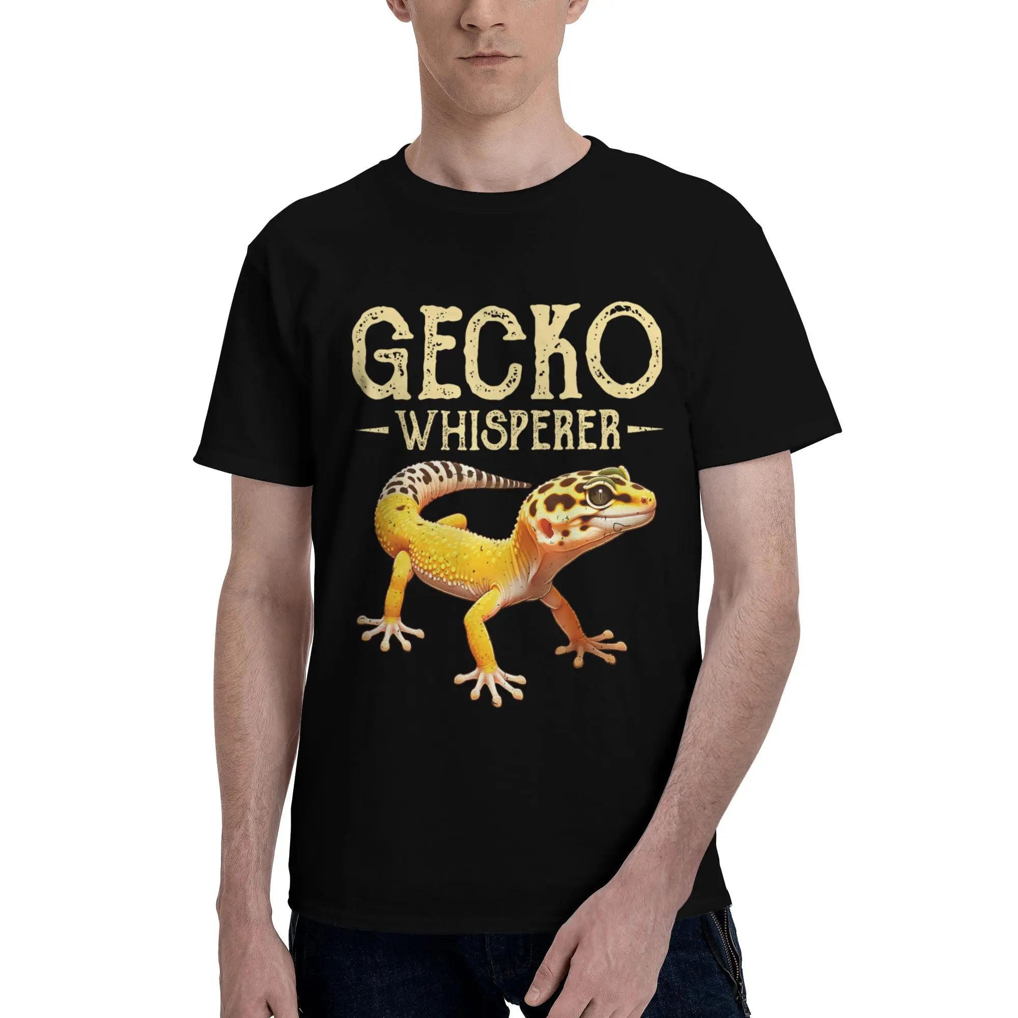 Gecko Whisperer Lizard Reptile Lover Cute Leopard Gecko Men T-Shirt Clothes  Tees Short Sleeve fugees 100% Cotton