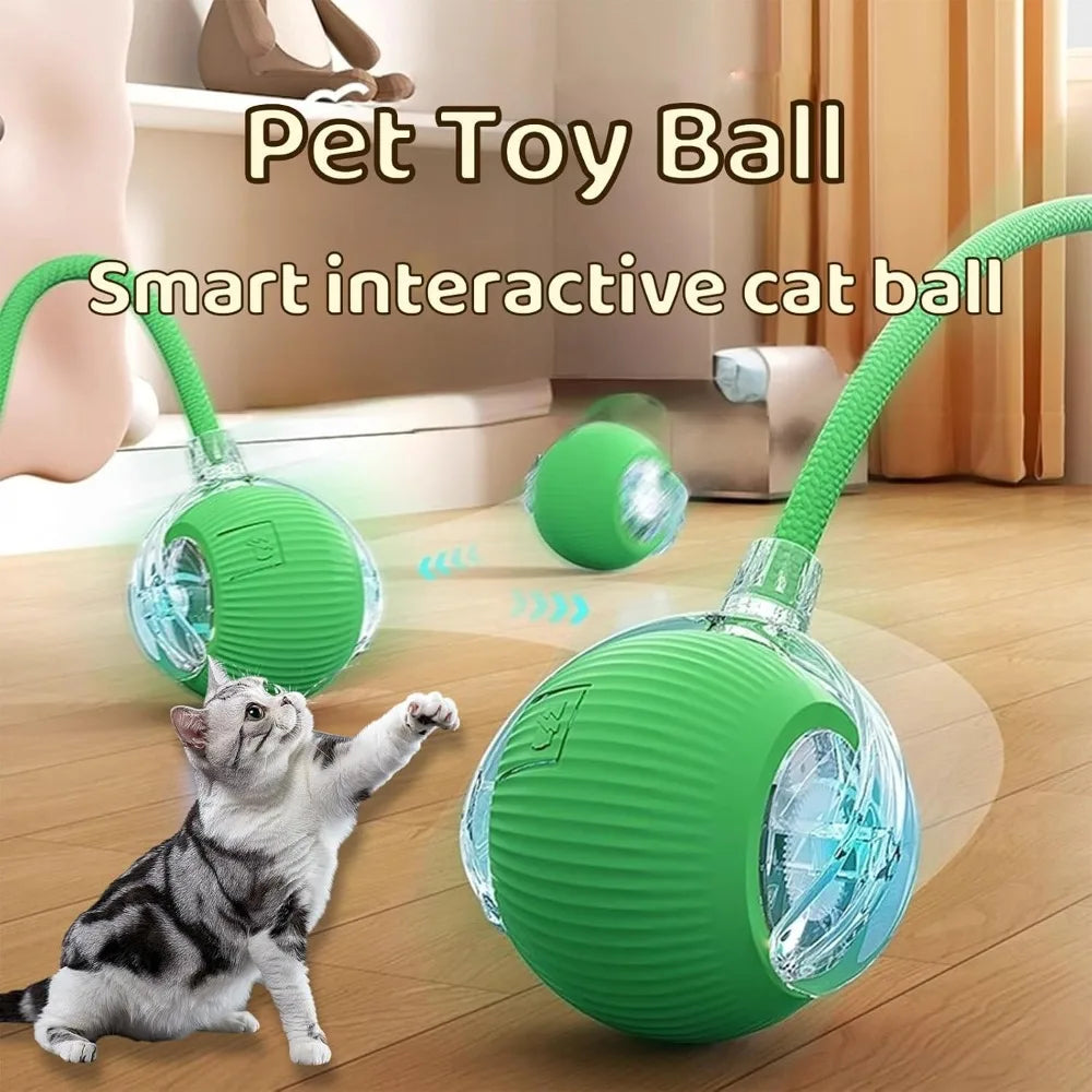 Pet Toy Ball with Tail Rope，Smart Automatic Pet Chase Ball Toy, Upgraded Speedy Tail Kitten Toy for Bored Indoor Adult Pets