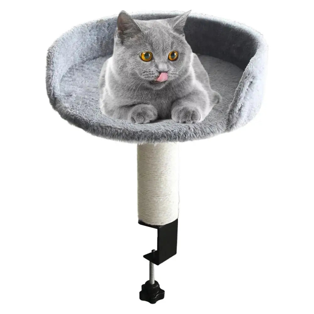 Cat Desk Perch Adjustable Desktop Floating Cat Bed Rotation Desk Clamp Kitten Bed Space-Saving Cat Hammock Perch For Table