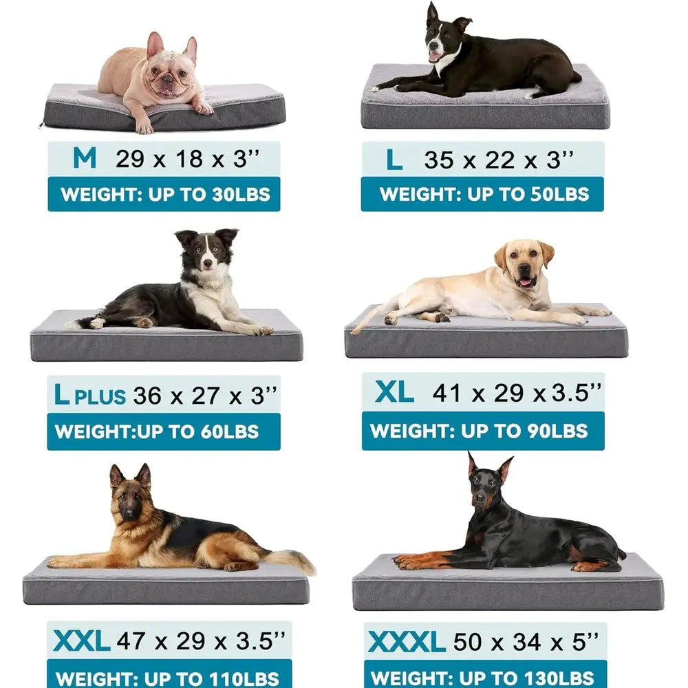 Large Orthopedic Dog Bed with Cooling Memory Foam, Washable Cover and Waterproof Liner (35x 22)