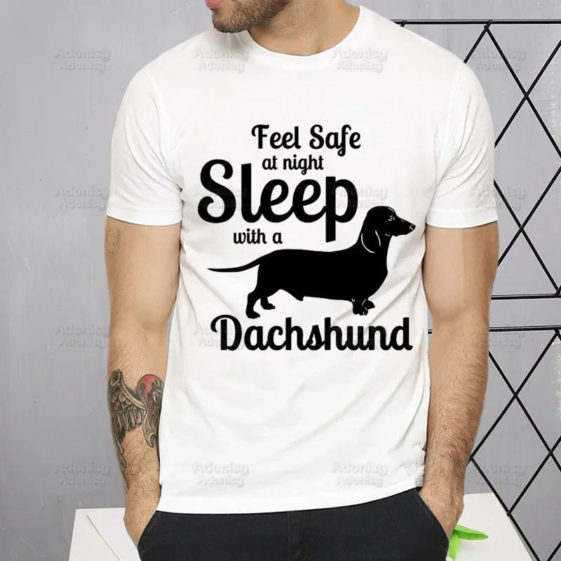 Dachshund Teckel Cute Dog Men's Tshirt Cute Printing Shirt Mens Fashion T-Shirt For Men Casual Tops Short Sleeve