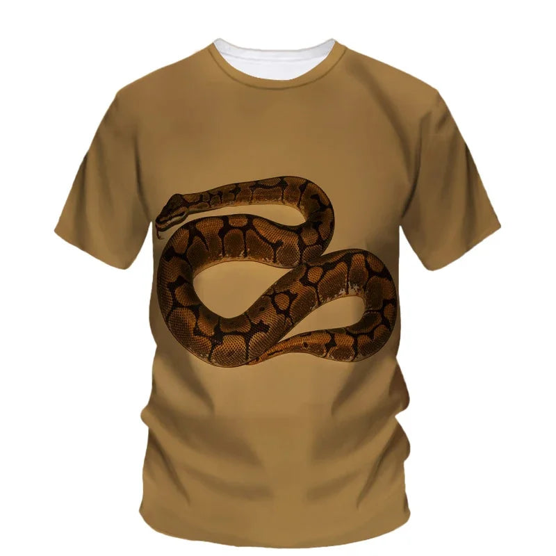 3D Print Scary Snake T Shirt Men Python Animal Graphic Tees Summer Street Women O-Neck Tops Loose Fashion Harajuku T-Shirts