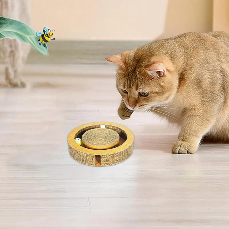 Double-Sided Corrugated Cat Scratching Board - Brown Cardboard Toy