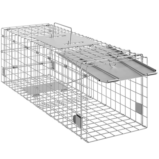 SucceBuy Live Animal Cage Trap - 24x8x8" Folding Humane Trap