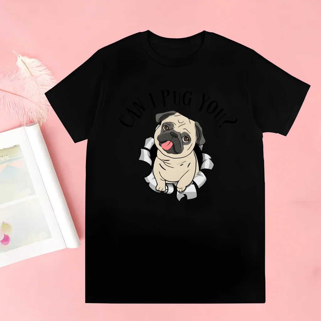 Pug Dog Animal Pet T Shirt Novelty Funny Vintage Crew Neck Men's T-Shirt Humor Women Top Tee Gift Humor Streetwear
