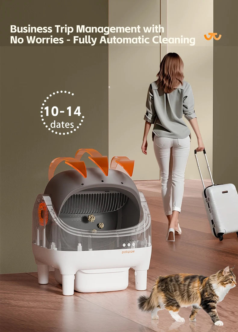 Pokpaw Automatic Self-cleaning Litter Box for Cats – 76L Large Smart Cat Toilet Open Sandbox for Cat Pet Supplies