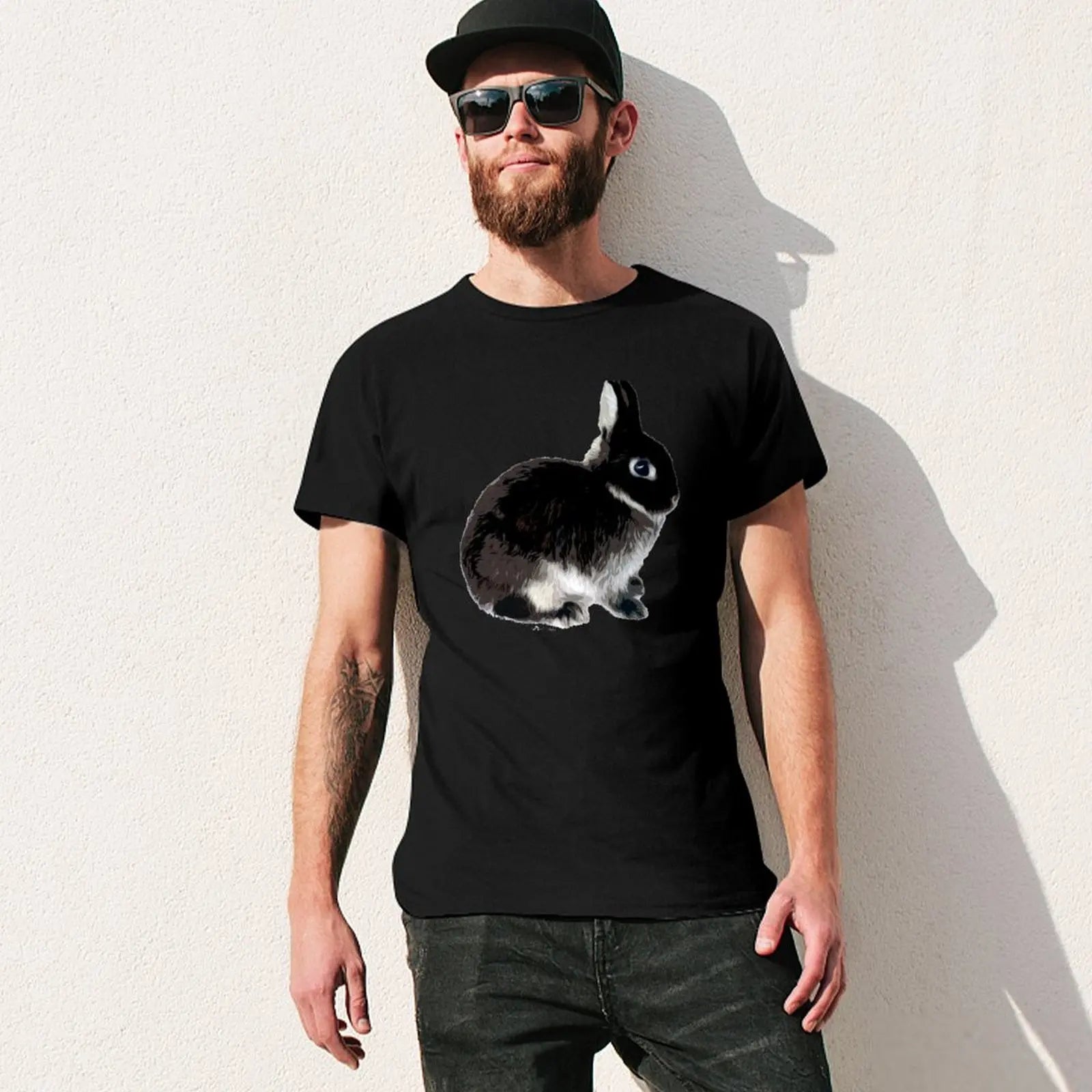 Black Otter Netherland Dwarf Rabbit T-Shirt Thanksgiving Casual Tee