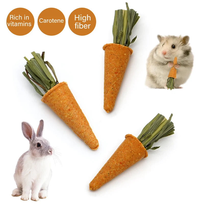 3pcs/6pcs Small Animal Rabbit Chew Toys For Bunny Hamster Treat Chew Toy Tooth Cleaning Molar Grinding Toys Natural Nutrient Toy