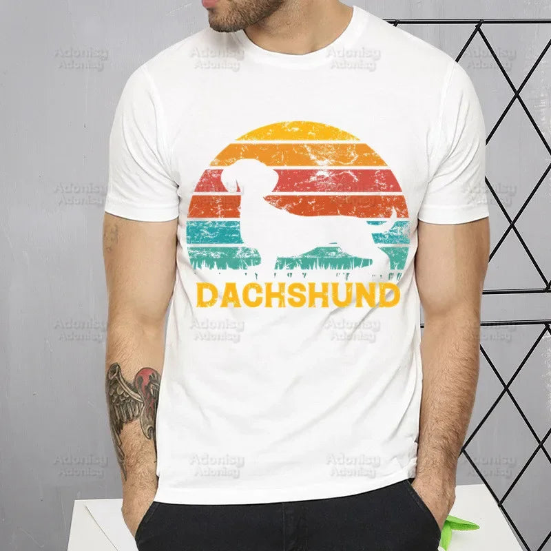 Dachshund Teckel Cute Dog Men's Tshirt Cute Printing Shirt Mens Fashion T-Shirt For Men Casual Tops Short Sleeve