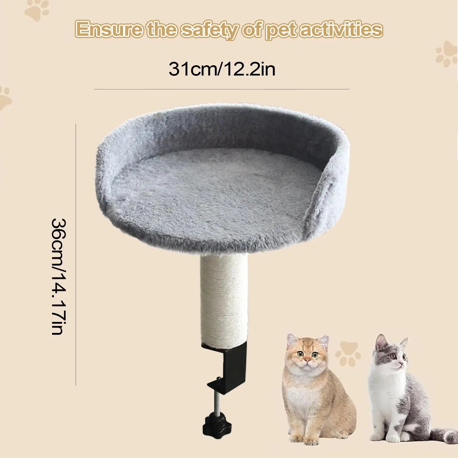 Cat Desk Bed 360 Rotating Hammock for Cat Desk Clamp Kitten Bed for Kittens Pets Animals Indoor Home Apartment Living Room