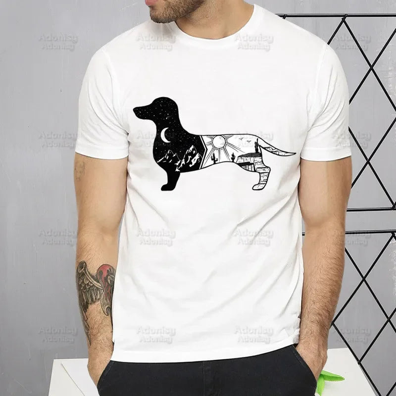 Dachshund Teckel Cute Dog Men's Tshirt Cute Printing Shirt Mens Fashion T-Shirt For Men Casual Tops Short Sleeve