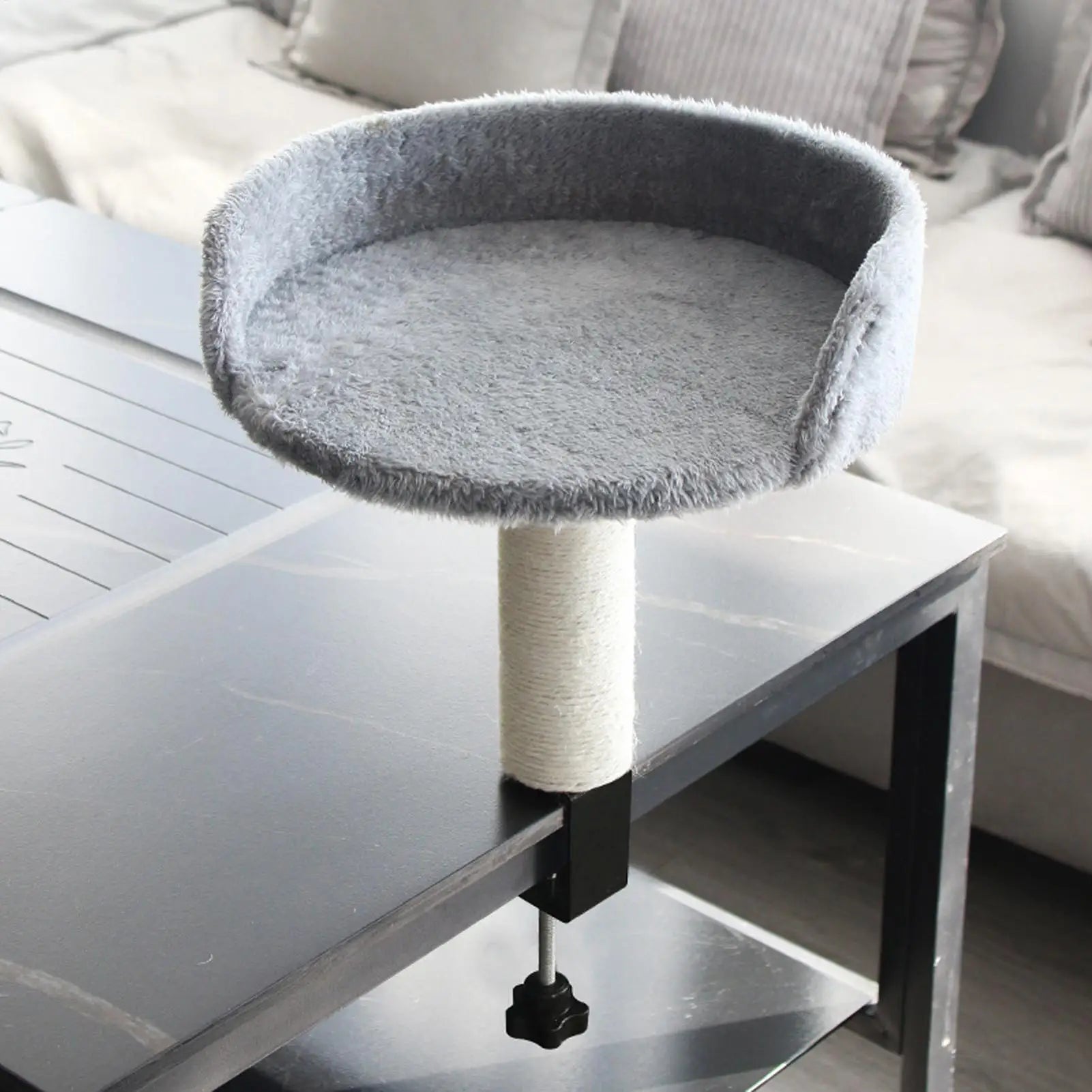 Cat Desk Perch Adjustable Desktop Floating Cat Bed Rotation Desk Clamp Kitten Bed Space-Saving Cat Hammock Perch For Table