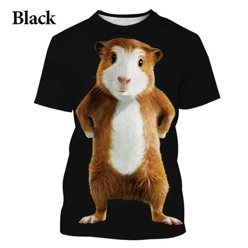 Fashion Animal Guinea Pig 3D Printing T-shirt Men And Women Casual Cute Short-sleeved T-shirt Trend Funny Tee Shirt Costumes Top
