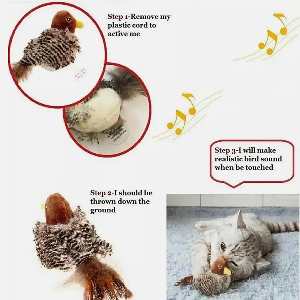 Flying Flapping Bird with Catnip Realistic Interactive Cat Feather Toys Soft and Cozy Kitten Toys Flapping Bird for All Breeds