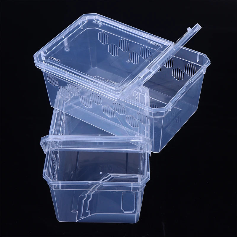Reptile Tank Insect Spiders Tortoise Lizard Plastic Transparent Reptile Breeding Box Vivarium With Balcony Feeding Supplies