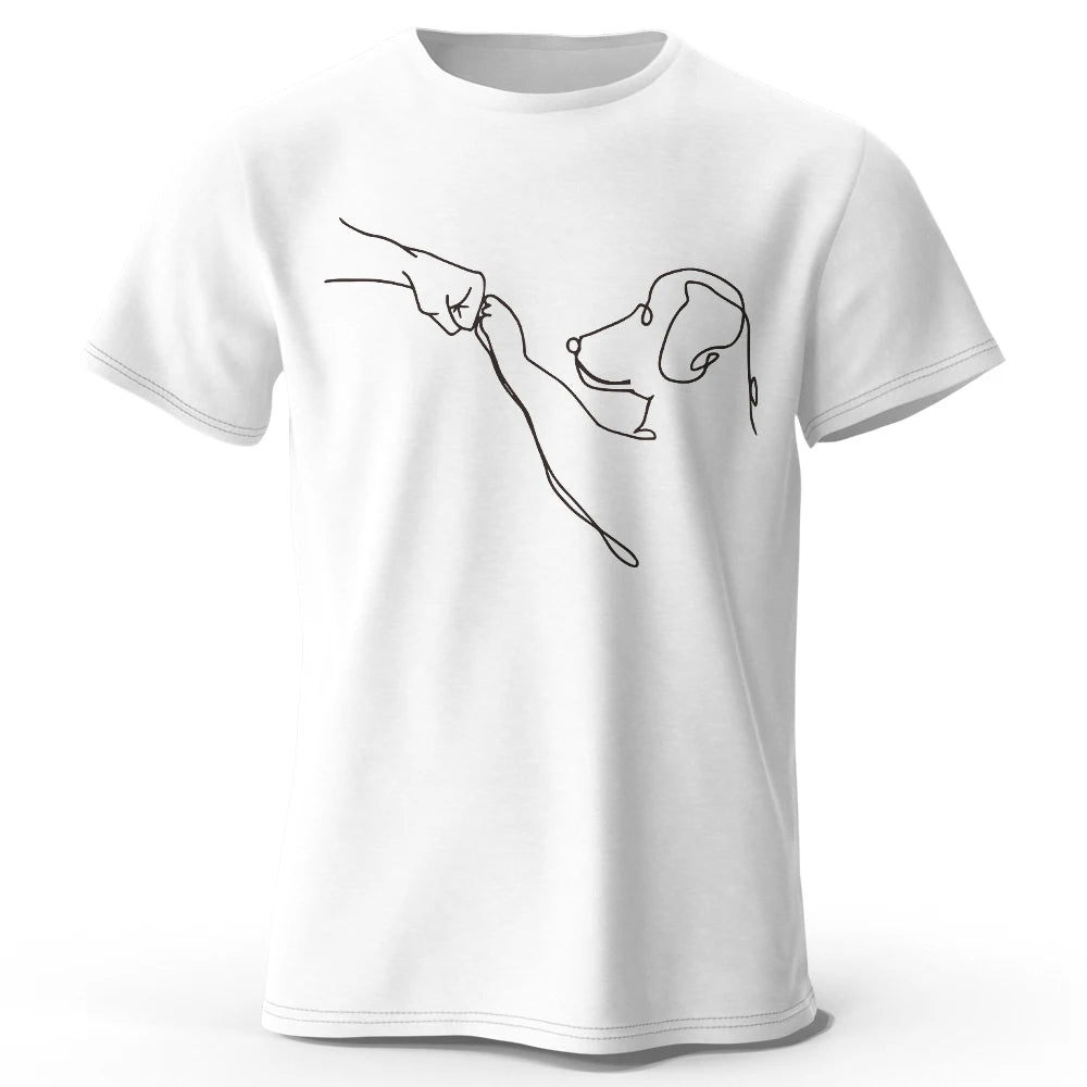 The Dog Friend Printed Modern Minimalist 100% Cotton T-Shirt, Lightweight Round Neck Short Sleeve Tee, Unisex Everyday Wear