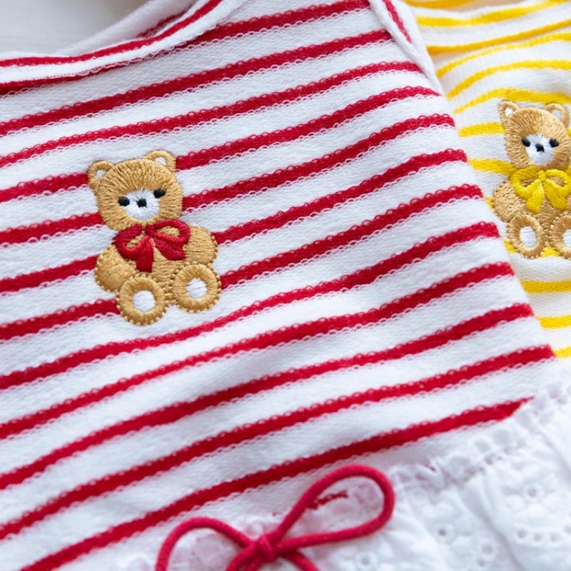Pet Thin Striped Dress Dog Teddy Small Dog Yorkshire Lace Vest Dog Dresses for Small Dogs Puppy Clothes