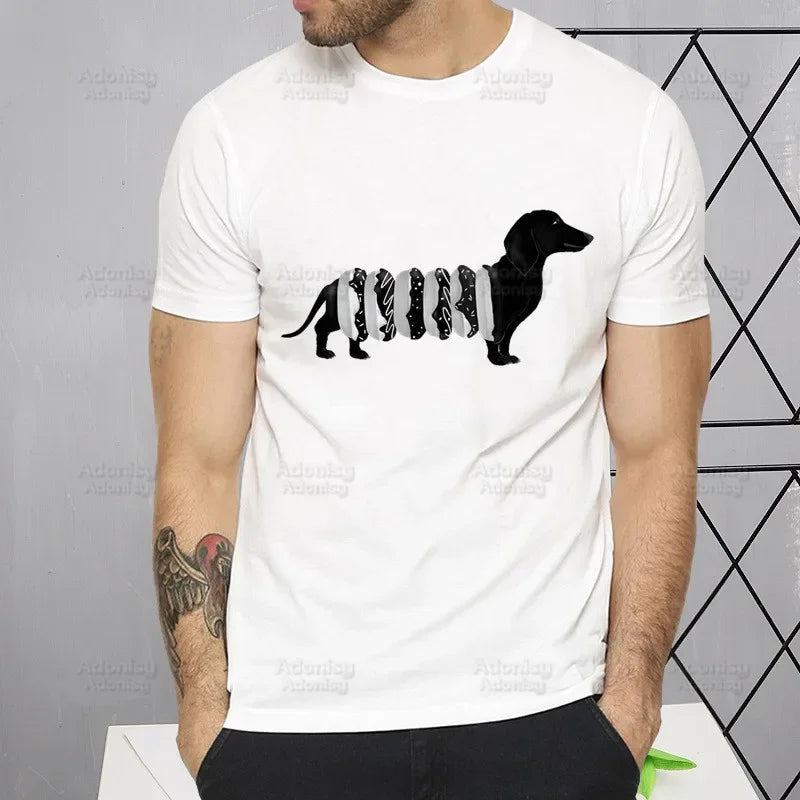 Dachshund Teckel Cute Dog Men's Tshirt Cute Printing Shirt Mens Fashion T-Shirt For Men Casual Tops Short Sleeve