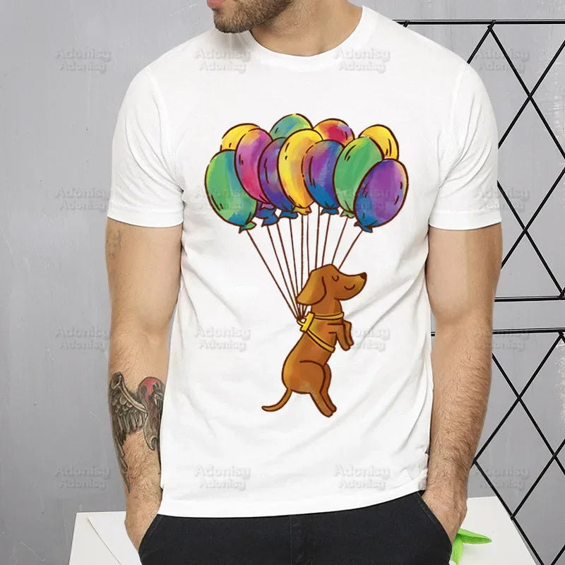 Dachshund Teckel Cute Dog Men's Tshirt Cute Printing Shirt Mens Fashion T-Shirt For Men Casual Tops Short Sleeve