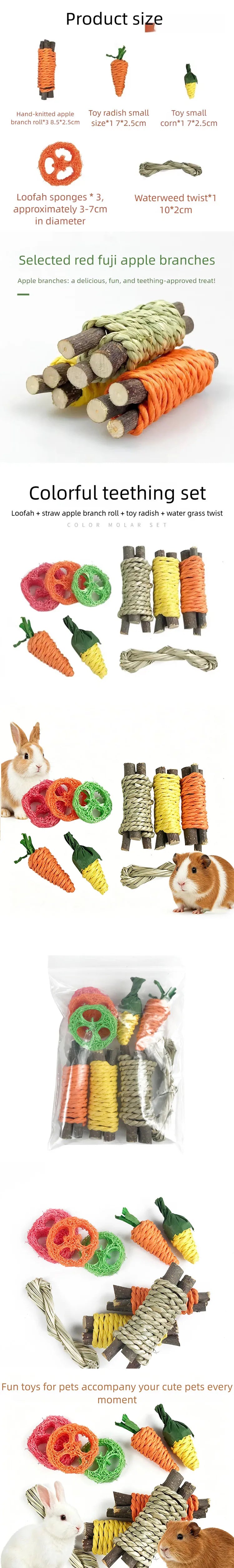 Toys for Rabbits Pets Pet Rabbit Guinea Pig Dragon Cat Fun Toy Hamster Rabbit Rabbit Tooth Grinding Set Pet Tooth Grinding Snack