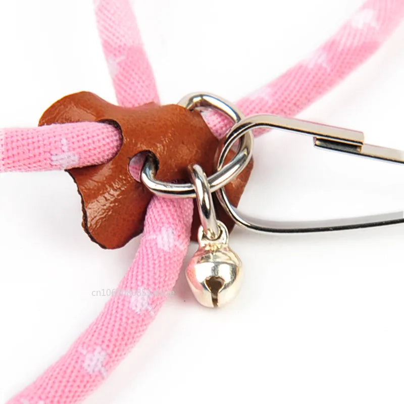 Adjustable Small Pet Harness and Leash for Hamster, Rat, Mouse, Nylon with Bell and Breakaway Safety