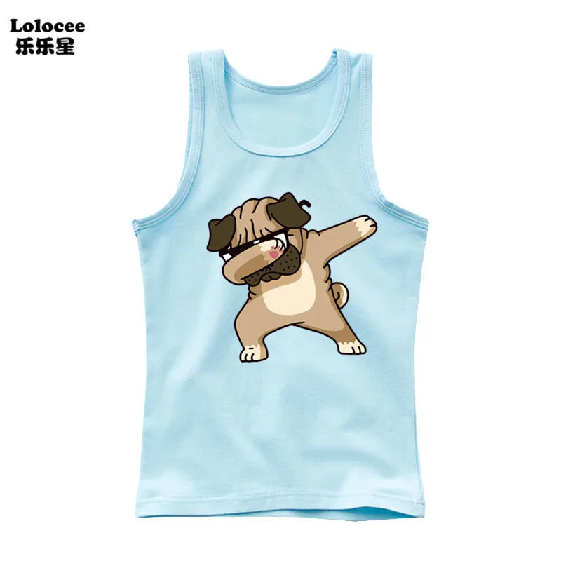 Dabbing Dancing Dog Funny tank tops For Boys vest Kids sleeveless Shiba Inu Dog t-shirt Dog Pet Lover Clothes
