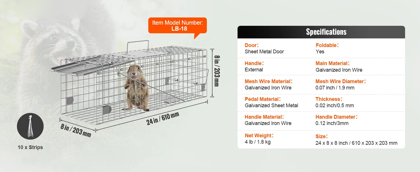 SucceBuy Live Animal Cage Trap Humane Cat Rodent Control Folding with Handle for Rabbits Stray Cats Squirrels Raccoons Groundhog