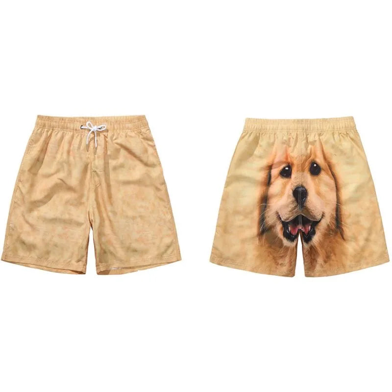 Gold Retriever Printed Shorts Men's Casual Fashion Sports Beach Pants mid Waist Loose Fit Breathable Youth Summer Leisure