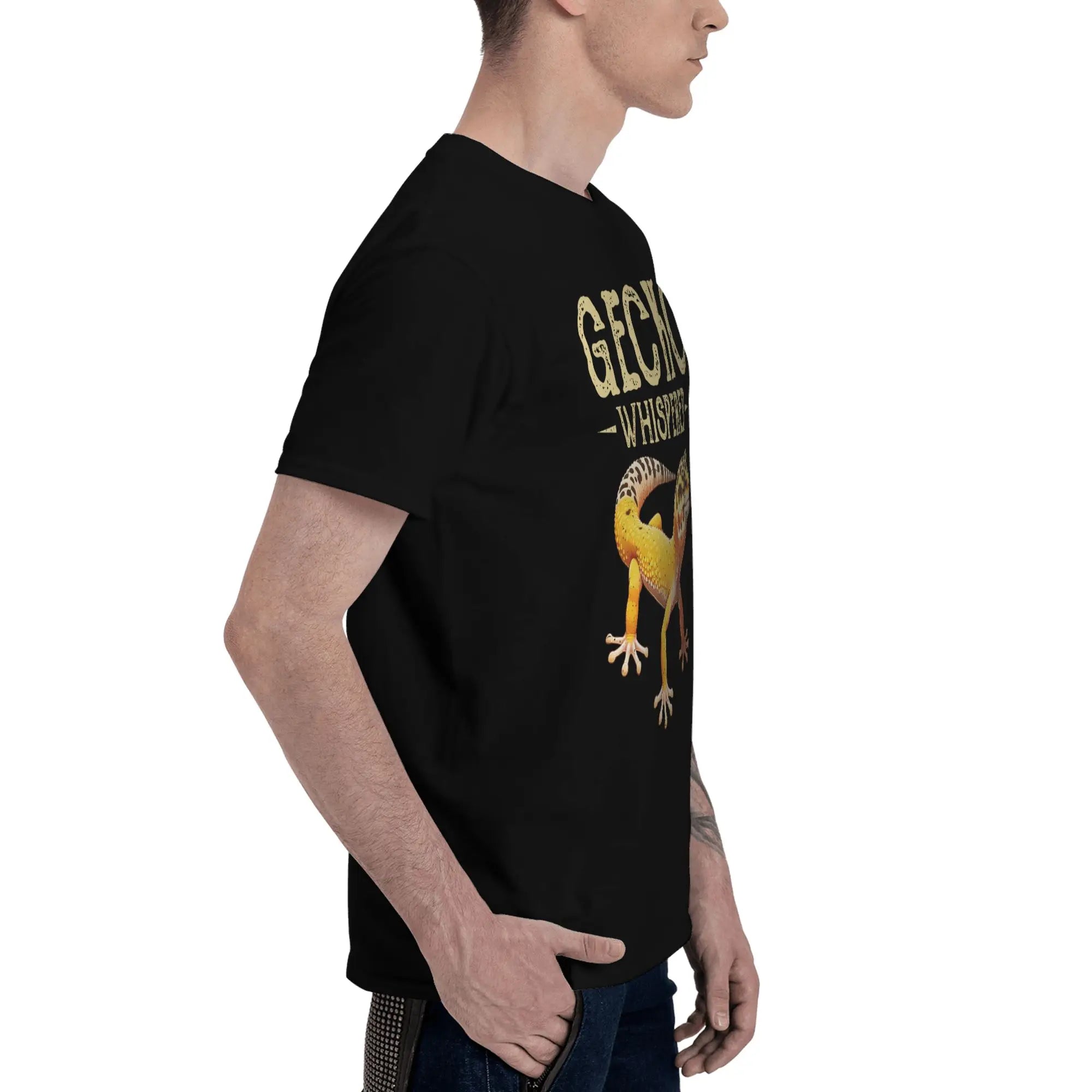 Gecko Whisperer Lizard Reptile Lover Cute Leopard Gecko Men T-Shirt Clothes  Tees Short Sleeve fugees 100% Cotton